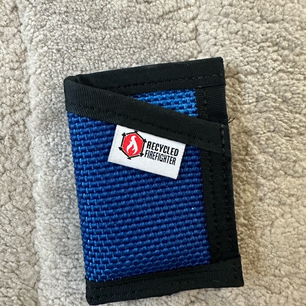 Recycled Firefighter Sergeant Minimalist wallet (Blue and Yellow)